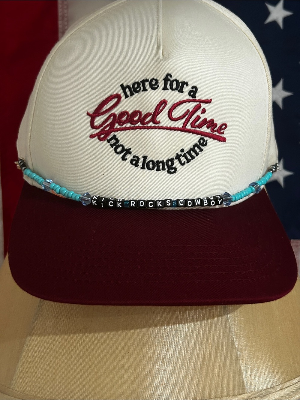Beaded Hat chain Kick Rocks Cowboy handmade brand new